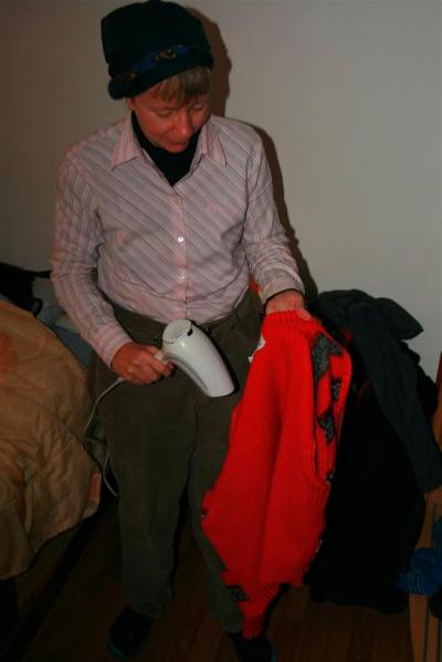 Warm clothes with a hairdryer